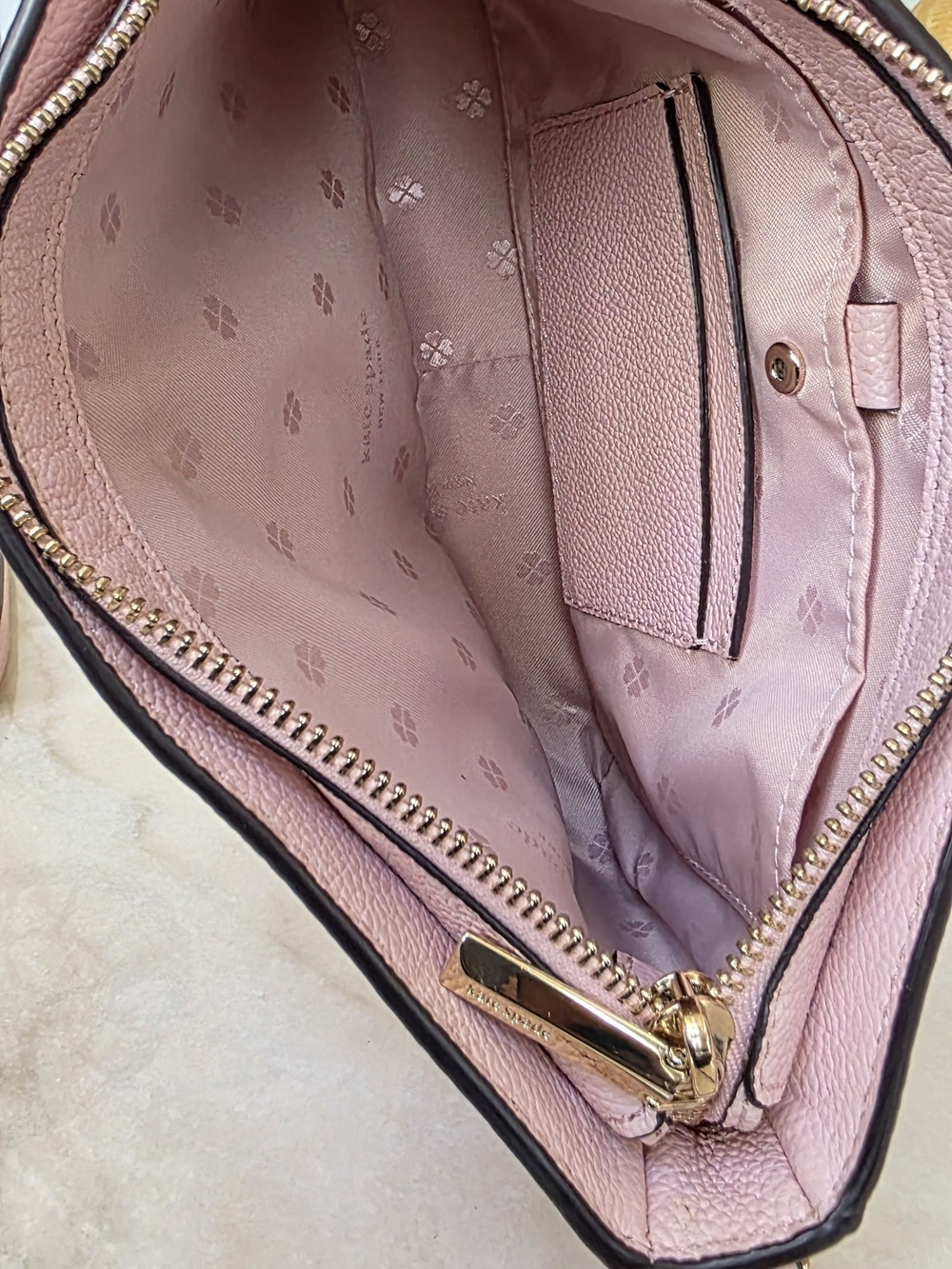 Kate Spade New York Pebbled Leather Crossbody Bag Blush Pink Silver Hardware - Picture 8 of 8